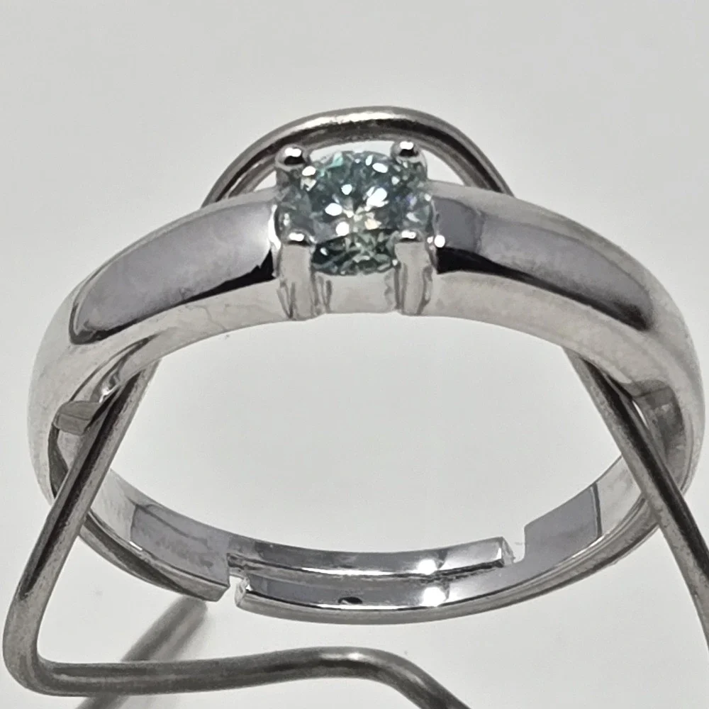 New 0.5ct Colored Moissanite Ring Round‎ Brilliant GRA Certified Adjustable 6-12
